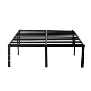 veezyo metal bed frame queen - 18 inch black metal platform bed frame, easy assembly with large storage space, 3,500lbs heavy duty, no box spring needed (queen)