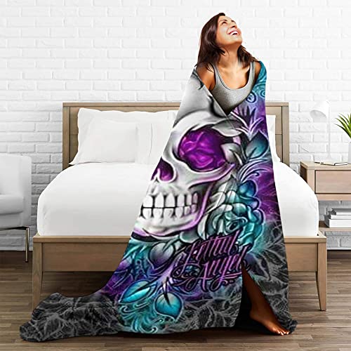 Butterfly Sugar Skull Blanket,Cool Skull Fleece Throw Blanket,Ultra Soft Sherpa Blankets Warm Fuzzy Cozy Plush Blankets Air Conditioning Blanket for Halloween Bed Couch Sofa 50"X40"