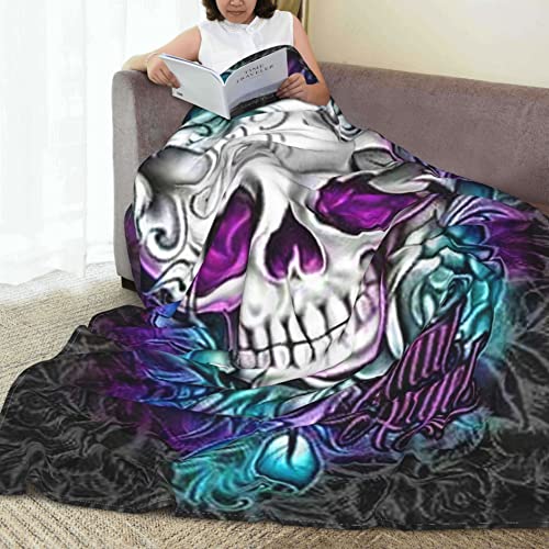 Butterfly Sugar Skull Blanket,Cool Skull Fleece Throw Blanket,Ultra Soft Sherpa Blankets Warm Fuzzy Cozy Plush Blankets Air Conditioning Blanket for Halloween Bed Couch Sofa 50"X40"