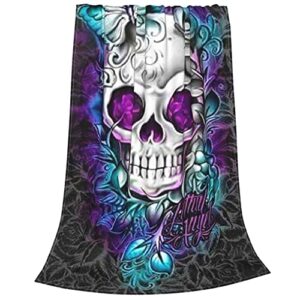 Butterfly Sugar Skull Blanket,Cool Skull Fleece Throw Blanket,Ultra Soft Sherpa Blankets Warm Fuzzy Cozy Plush Blankets Air Conditioning Blanket for Halloween Bed Couch Sofa 50"X40"