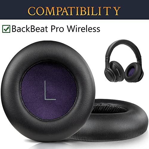SOULWIT Replacement Ear Pads Cushions for Plantronics BackBeat Pro Wireless Noise Canceling Headphones, Earpads with Noise Isolation Memory Foam, Softer Protein Leather (Black)