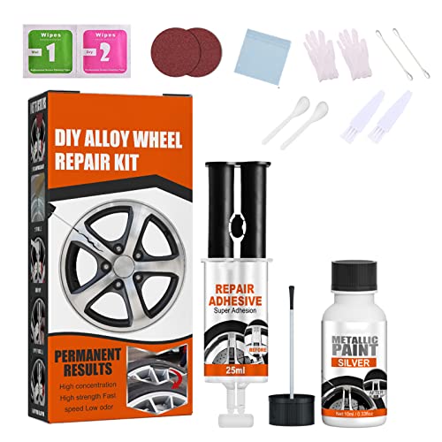 SCNC Wheel Scratch Repair Kit, Rim Scratch Repair Kit, Wheel Repair Kit, Wheel Touch Up Kit, Wheel Scratch Fix Quick, Universal Silver Color for Rims