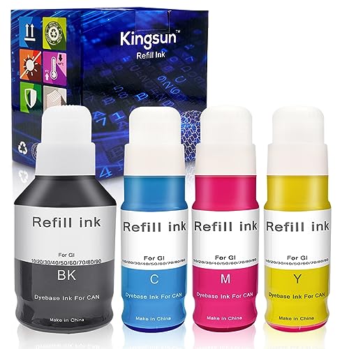 KSUMEI Refill Dye Ink Bottle GI20 GI-20 Replacement for Canon PIXMA G5020 G6020 G7020 Mega Tank Printers(BK,C,M,Y)