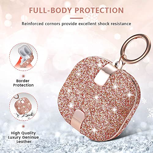 Valkit Luxury Glossy Case Compatible with Samsung Galaxy Buds 2 Case (2021) / Galaxy Buds Pro Case (2021) / Galaxy Buds Live Case (2020) Bling Sparkle - Full Body Protection Glitter Women Girls,Golden