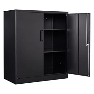 metal storage cabinet locked steel cabinet with 2 adjustable shelves office cabinet locking tool cabinets kitchen storage cabinet metal locker small counter height storage cabinet cupboard 35.4"h