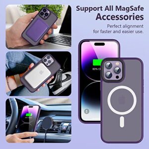 [2 in 1] Magnetic Case Designed for iPhone 14 Pro Max 6.7'', [Purple Mag Safe Charger Include] Compatible with MagSafe, Military-Grade Drop Protection Slim Phone Case, Deep Purple