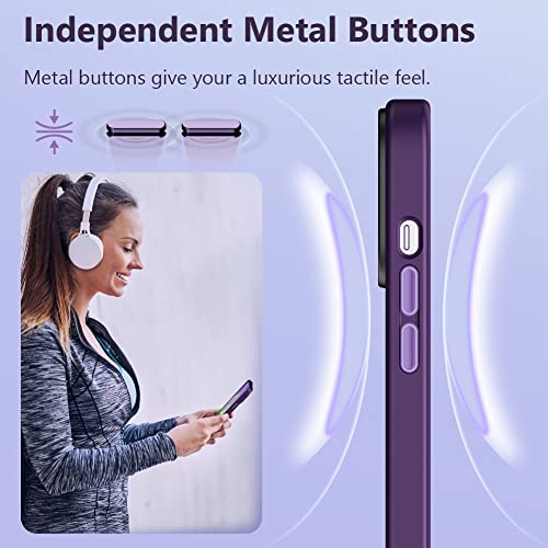 [2 in 1] Magnetic Case Designed for iPhone 14 Pro Max 6.7'', [Purple Mag Safe Charger Include] Compatible with MagSafe, Military-Grade Drop Protection Slim Phone Case, Deep Purple