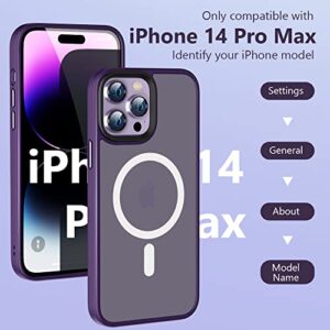 [2 in 1] Magnetic Case Designed for iPhone 14 Pro Max 6.7'', [Purple Mag Safe Charger Include] Compatible with MagSafe, Military-Grade Drop Protection Slim Phone Case, Deep Purple