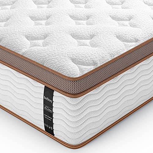 BedStory King Mattress - Made in USA - 14 Inch Hybrid Mattress Medium Feel, Individually Wrapped Coils for Pressure Relief & Motion Isolation, 80”x76”x14”