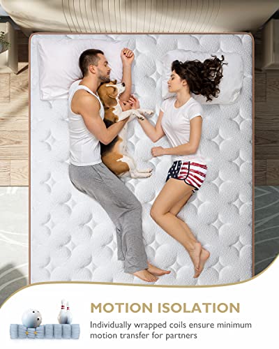 BedStory King Mattress - Made in USA - 14 Inch Hybrid Mattress Medium Feel, Individually Wrapped Coils for Pressure Relief & Motion Isolation, 80”x76”x14”