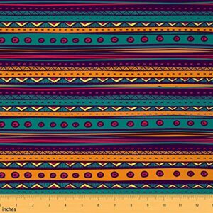 aztec fabric by the yard, boho indian upholstery fabric, tribal traditional ethnic decorative fabric, cartoon waterproof outdoor fabric, diy art upholstery and home accents, red green, 2 yards