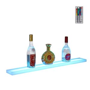 rovsun 1 step 36 inch wall mounted led lighted liquor bottle display shelf bar shelf with remote control, illuminated liquor shelves led bar shelves for commercial home man cave bar accessories