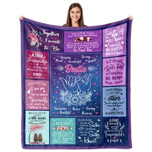 bestie gifts for women, bff gifts for best friends women, bestie gifts blanket 60"x50", bestie birthday gifts for women, sister long distance friendship gift for christmas, to my bestie throw blankets