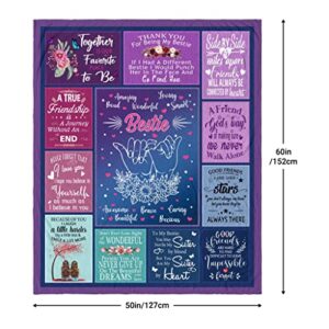 Bestie Gifts for Women, BFF Gifts for Best Friends Women, Bestie Gifts Blanket 60"x50", Bestie Birthday Gifts for Women, Sister Long Distance Friendship Gift for Christmas, To My Bestie Throw Blankets