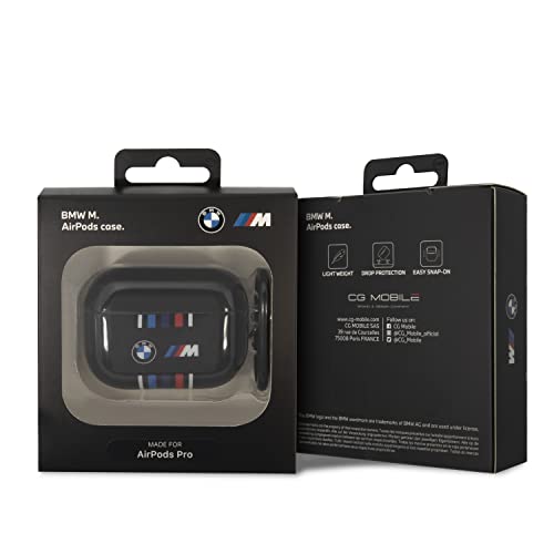 CG MOBILE BMW - M Collection - AIRPODS PRO Cases TPU Colored Multiple Lines and Logo Printed Glossy - Black