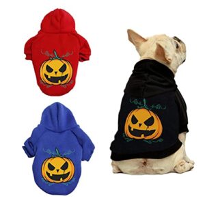 pack of 3 dog halloween costumes pumpkin ghosts halloween dog clothes puppy hoodies skeletons doggie winter clothes sweatshirt pet hooded coat cat jackets apparel (x-small)