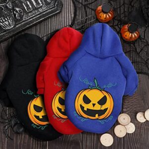 Pack of 3 Dog Halloween Costumes Pumpkin Ghosts Halloween Dog Clothes Puppy Hoodies Skeletons Doggie Winter Clothes Sweatshirt Pet Hooded Coat Cat Jackets Apparel (X-Small)