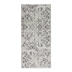 Wonnitar Moroccan Washable Area Rug - 2x3 and 2x4.3 Grey Distressed Entryway Kitchen Rug Non-Slip Modern Geometric Trellis Throw Rug Faux Wool Indoor Floor Carpet for Bedroom Bathroom Laundry