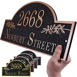 address plaque large option - 15" x 7.8'' hand-carved house number plaque sign,persoanlized house sign address plate for outdoor family home,garden,apartment,street,garage,drive way any front & style(rose gold)