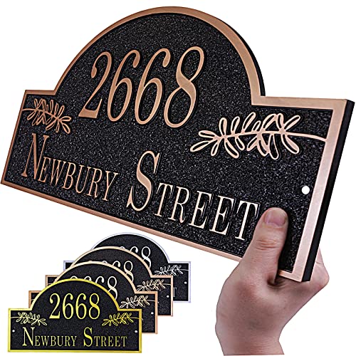 Address Plaque Large Option - 15" x 7.8'' Hand-Carved House Number Plaque Sign,Persoanlized House Sign Address plate for Outdoor Family Home,Garden,Apartment,Street,Garage,Drive Way Any Front & Style(Rose Gold)