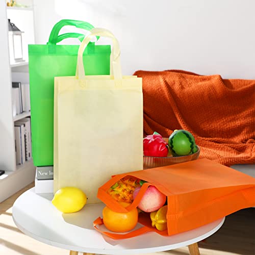 72 Pcs Non Woven Tote Bags Reusable Gift Bags with Handles Bulk Kids Gift Bags Foldable Bag Grocery Bags for Christmas Birthdays Wedding Party Favors Grocery Shopping Holiday Presents