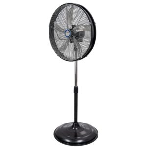 hicfm 5000 cfm 20 inch heavy duty high velocity pedestal oscillating shroud fan with powerful 1/5 motor, 6ft power cord and oscillation for workshop, garage, commercial or industrial rooms - ul listed