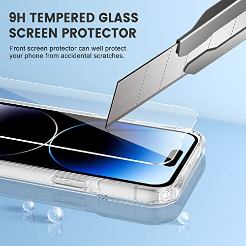 Maxdara [3 in 1 for iPhone 14 Pro Max Case, Clear iPhone 14 Pro Max Case with Front Screen Protector and Camera Lens Protector Drop Protection Case for iPhone 14 Pro Max 6.7 Inch(Clear+Clear)
