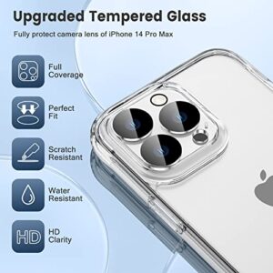 Maxdara [3 in 1 for iPhone 14 Pro Max Case, Clear iPhone 14 Pro Max Case with Front Screen Protector and Camera Lens Protector Drop Protection Case for iPhone 14 Pro Max 6.7 Inch(Clear+Clear)