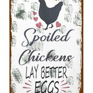 Tin Sign Chicken Coop Sign Farmhouse Farm Spoiled Chickens Lay Better Eggs Free Run Funny Home Decor Sign For Farm Garden Store Market Restaurant 8x12 Inches/20x30cm