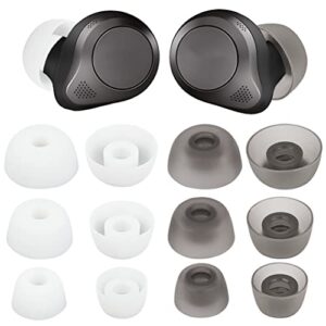 ear bud replacement pieces silicone soft rubber earbud tips eargel cover, compatible with jabra elite 75t/ 65t/ active/ 7 pro/elite 3/ elite s/m/l 6 pairs transparent grey and white