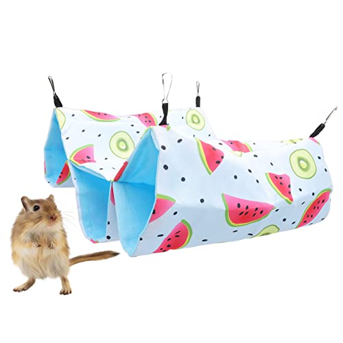 Double Layer Hamster Tunnel Hammock, Guinea Pig Rat Hanging Hammock Cage for Small Pets Parrot Sugar Glider Ferret Chinchilla Squirrel