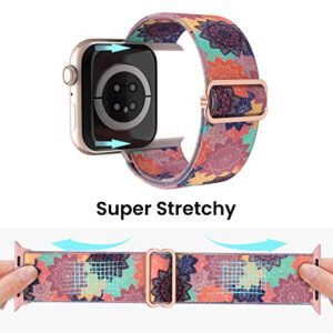 Delidigi 3 Pack Stretchy Bands Compatible with Apple Watch Band 38mm 40mm 41mm 42mm 44mm 45mm 49mm for Women Men, Nylon Adjustable Straps for iWatch Ultra 2, Ultra, SE Series 9 8 7 6 5 4 3 2 1