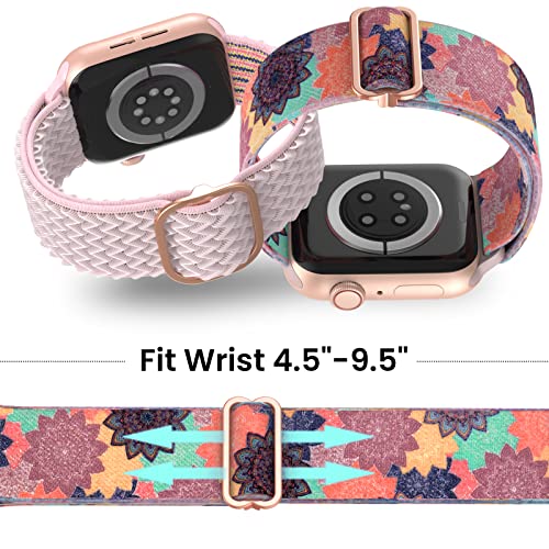 Delidigi 3 Pack Stretchy Bands Compatible with Apple Watch Band 38mm 40mm 41mm 42mm 44mm 45mm 49mm for Women Men, Nylon Adjustable Straps for iWatch Ultra 2, Ultra, SE Series 9 8 7 6 5 4 3 2 1