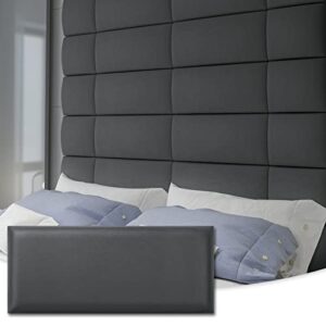 art3d adjustable wall mounted upholstered headboard for king, twin, full and queen, reusable and removable padded wall panels, interchangeable bed panels in black (12 panels, 9.84" x 23.6")