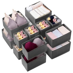 kootek 16 pack drawer organizers for clothing, dresser drawer organizer clothes fabric foldable dividers, cabinet closet organizers and storage boxes for baby clothes, underwear, bras, socks