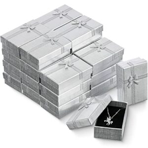 36 pcs small jewelry gift boxes set cardboard jewelry boxes with ribbon gift boxes for rings, necklaces jewelry anniversaries, weddings, birthdays (silver)