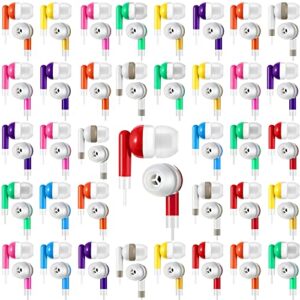 50 Pack Earbuds Bulk for Classroom Kids Wire Earphones Students Ear Buds Set Stereo Headphones for Kids Adults Schools Libraries, 3.5 MM Audio Jack (Mixed Colors)