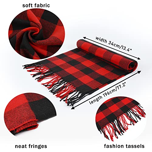 E-Clover Dog Bandanas Matching Owner Scarf Buffalo Plaid Dog Bandana Bibs with Tartan Scarves Shawl for Medium Large Dogs Dad Mom Costume Red Black