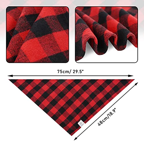 E-Clover Dog Bandanas Matching Owner Scarf Buffalo Plaid Dog Bandana Bibs with Tartan Scarves Shawl for Medium Large Dogs Dad Mom Costume Red Black