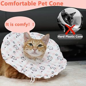Cat Cone, Soft Cat Cone Collar to Stop Licking and Scratching, Adjustable Recovery Cone for Cats After Surgery with Drawstring Design, Easy to Eat and Drink