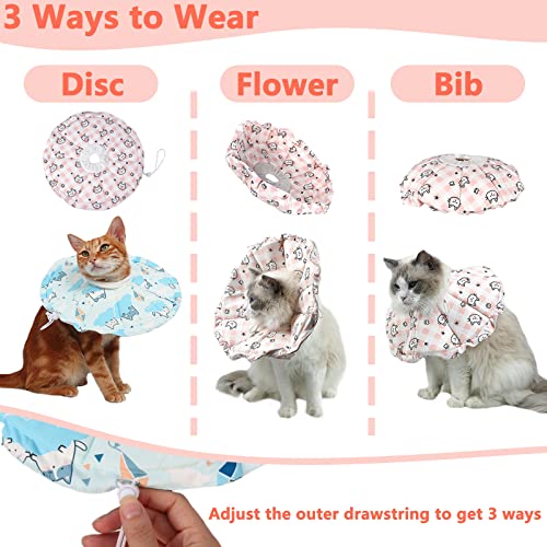 Cat Cone, Soft Cat Cone Collar to Stop Licking and Scratching, Adjustable Recovery Cone for Cats After Surgery with Drawstring Design, Easy to Eat and Drink