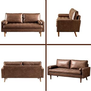 HOOOWOOO 70" Small Sofa Couch for Bedroom Mini Couch Bedroom Couch for Small Living Room Apartment Space,Dark Brown