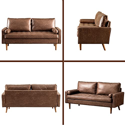 HOOOWOOO 70" Small Sofa Couch for Bedroom Mini Couch Bedroom Couch for Small Living Room Apartment Space,Dark Brown