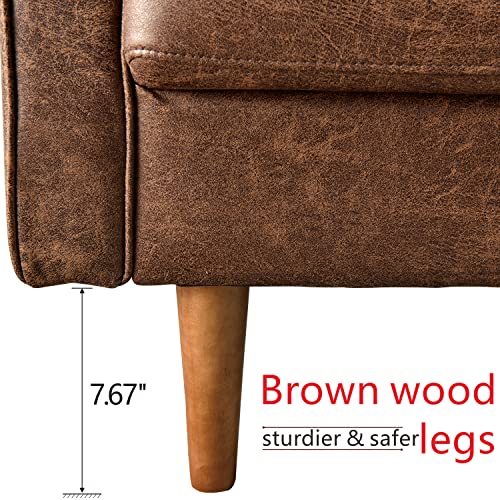 HOOOWOOO 70" Small Sofa Couch for Bedroom Mini Couch Bedroom Couch for Small Living Room Apartment Space,Dark Brown