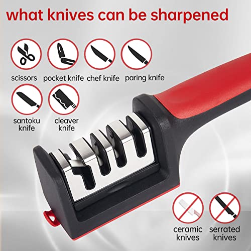 OWOXER Knife Sharpener, 4 In 1 Blade Sharpener, kitchen knife sharpeners, Pocket Knife Sharpener, Suitable for Pocket Knife, Outdoor Knife Kitchen Knife and Scissors