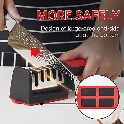 OWOXER Knife Sharpener, 4 In 1 Blade Sharpener, kitchen knife sharpeners, Pocket Knife Sharpener, Suitable for Pocket Knife, Outdoor Knife Kitchen Knife and Scissors