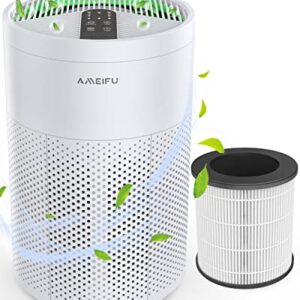 Air Purifiers for Home Large Room Pets Hair-for Bedroom up to 1200 sq.ft, AMEIFU H13 True HEPA Air Filter for Allergies, Smoke, Dust, Pollen, Ozone Free, 15dB Quiet Cleaner for Bedroom, White