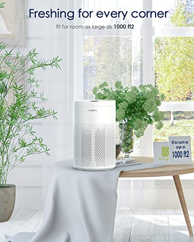 Air Purifiers for Home Large Room Pets Hair-for Bedroom up to 1200 sq.ft, AMEIFU H13 True HEPA Air Filter for Allergies, Smoke, Dust, Pollen, Ozone Free, 15dB Quiet Cleaner for Bedroom, White