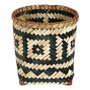 patkaw wicker waste basket bamboo woven trash can rustic garbage container bin flower basket for bathroom kitchen home office