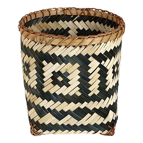 PATKAW Wicker Waste Basket Bamboo Woven Trash Can Rustic Garbage Container Bin Flower Basket for Bathroom Kitchen Home Office